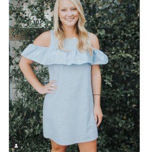 NWOT Karlie cold shoulder seersucker dress